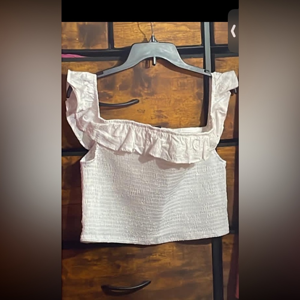 wild fable White Smocked Ruffle Crop Top